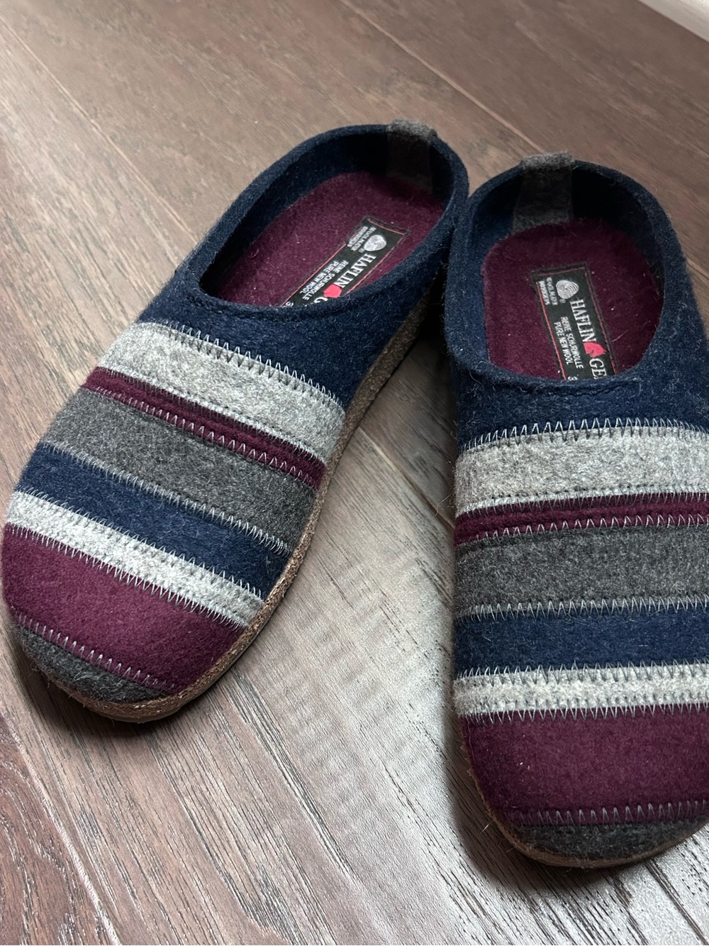 Haflinger Striped Wool Clogs Size 38